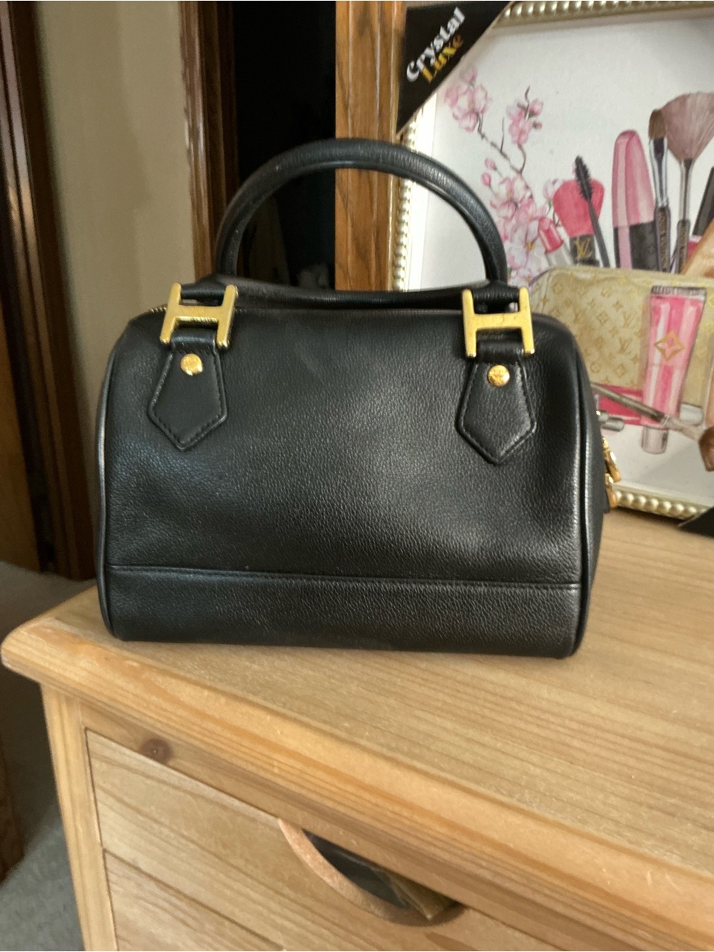 MCM München Black Leather Boston Satchel Gold Hardware - Picture 2 of 14